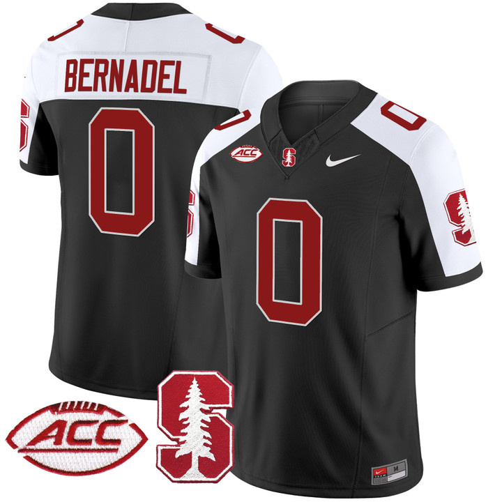 Men's Stanford Cardinal 2024 ACC Patch Vapor Limited Football Jersey - All Stitched  BLACK ALTERNATE #0 GAETHAN BERNADEL