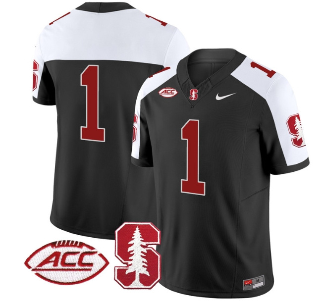 Men's Stanford Cardinal 2024 ACC Patch Vapor Limited Football Jersey - All Stitched  BLACK ALTERNATE #1 no  name