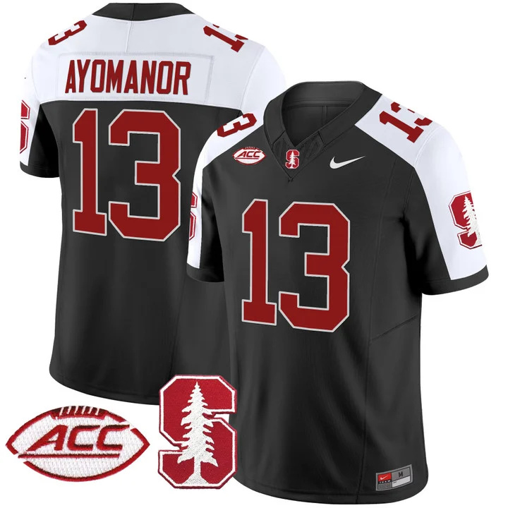 Men's Stanford Cardinal 2024 ACC Patch Vapor Limited Football Jersey - All Stitched  BLACK ALTERNATE #13 ELIC AYOMANOR