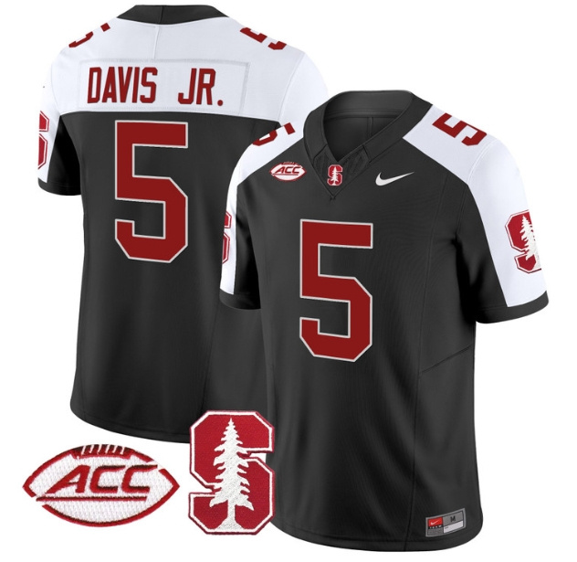 Men's Stanford Cardinal 2024 ACC Patch Vapor Limited Football Jersey - All Stitched  BLACK ALTERNATE #5 CHRIS DAVIS JR.