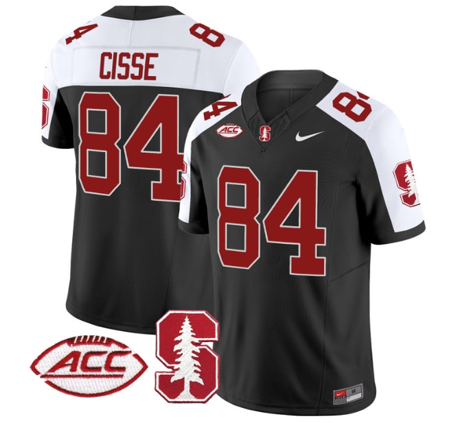 Men's Stanford Cardinal 2024 ACC Patch Vapor Limited Football Jersey - All Stitched  BLACK ALTERNATE #84 ISMAEL CISSE