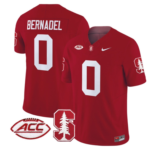 Men's Stanford Cardinal 2024 ACC Patch Vapor Limited Football Jersey - All Stitched  CRRIMSON #0 GAETHAN  BERNADEL