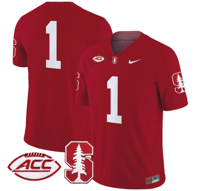 Men's Stanford Cardinal 2024 ACC Patch Vapor Limited Football Jersey - All Stitched  CRRIMSON #1 no  name