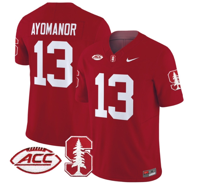 Men's Stanford Cardinal 2024 ACC Patch Vapor Limited Football Jersey - All Stitched  CRRIMSON #13 ELIC AYOMANOR
