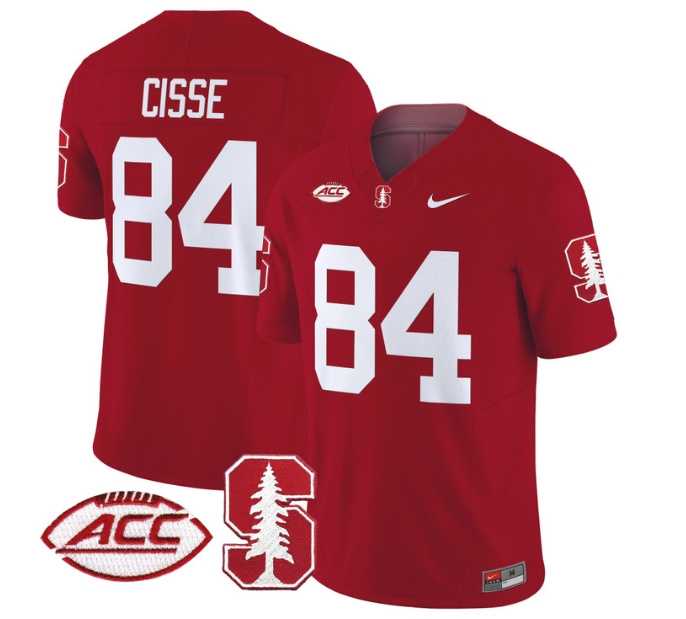 Men's Stanford Cardinal 2024 ACC Patch Vapor Limited Football Jersey - All Stitched  CRRIMSON #84 ISMAEL CISSE