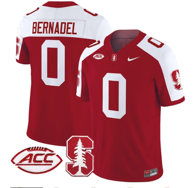 Men's Stanford Cardinal 2024 ACC Patch Vapor Limited Football Jersey - All Stitched CRIMSON ALTERNATE #0 GAETHAN BERNADEL