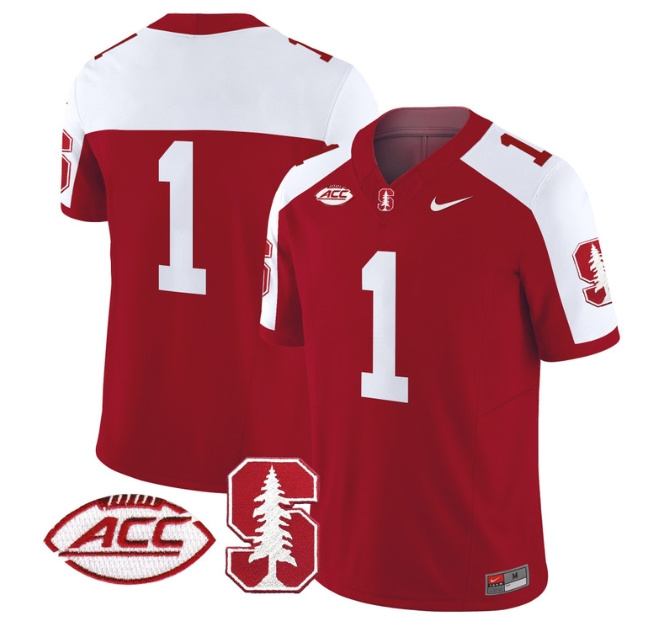 Men's Stanford Cardinal 2024 ACC Patch Vapor Limited Football Jersey - All Stitched CRIMSON ALTERNATE #1 no  name