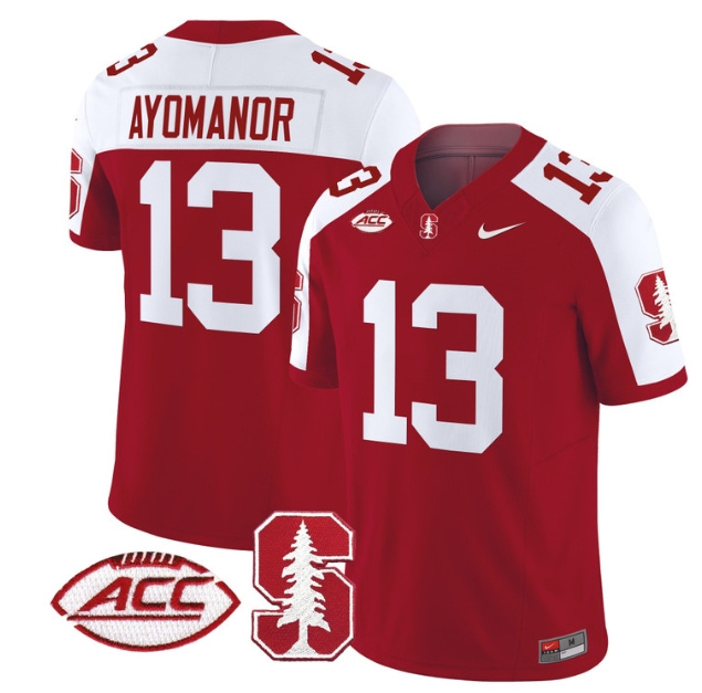 Men's Stanford Cardinal 2024 ACC Patch Vapor Limited Football Jersey - All Stitched CRIMSON ALTERNATE #13 ELIC AYOMANOR