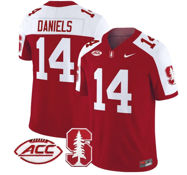 Men's Stanford Cardinal 2024 ACC Patch Vapor Limited Football Jersey - All Stitched CRIMSON ALTERNATE #14 ASHTON DANIELS