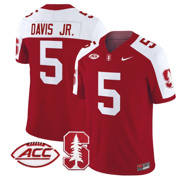 Men's Stanford Cardinal 2024 ACC Patch Vapor Limited Football Jersey - All Stitched CRIMSON ALTERNATE #5 CHRIS DAVIS JR.