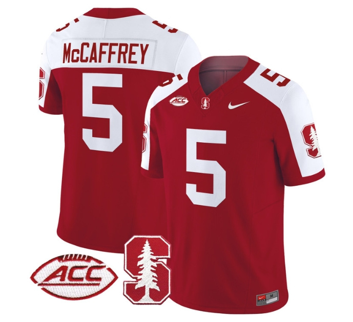 Men's Stanford Cardinal 2024 ACC Patch Vapor Limited Football Jersey - All Stitched CRIMSON ALTERNATE #5 CHRISTIAN MCCAFFREY