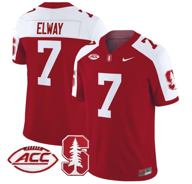 Men's Stanford Cardinal 2024 ACC Patch Vapor Limited Football Jersey - All Stitched CRIMSON ALTERNATE #7 JOHN ELWAY