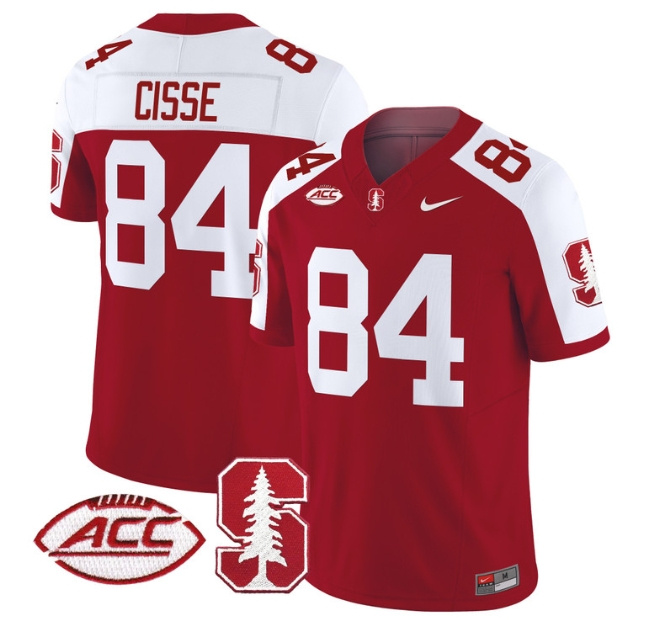 Men's Stanford Cardinal 2024 ACC Patch Vapor Limited Football Jersey - All Stitched CRIMSON ALTERNATE #84 ISMAEL CISSE