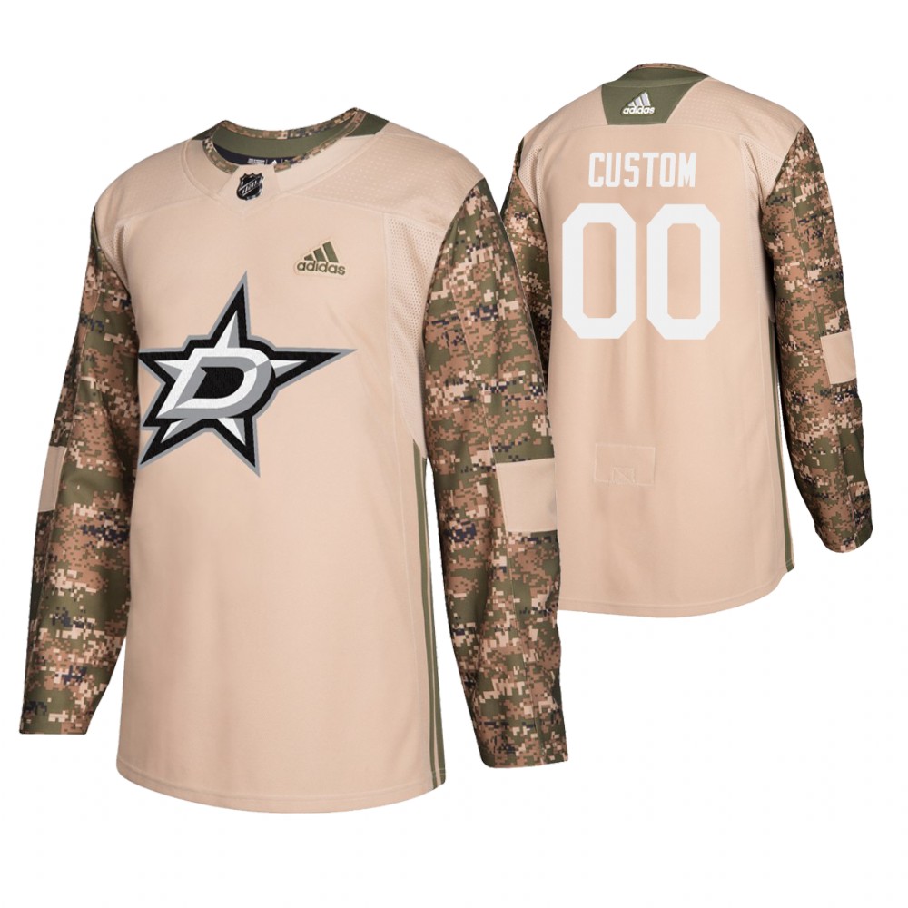 Men's Stars #00 Custom Veterans Day Jersey - Camo