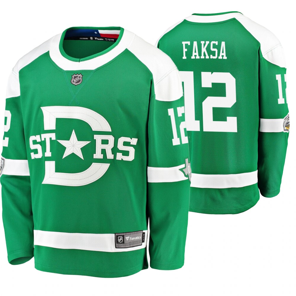 Men's Stars #12 Radek Faksa 2020 Winter Classic Jersey - Green