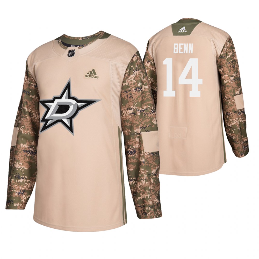 Men's Stars #14 Jamie Benn Veterans Day Jersey - Camo