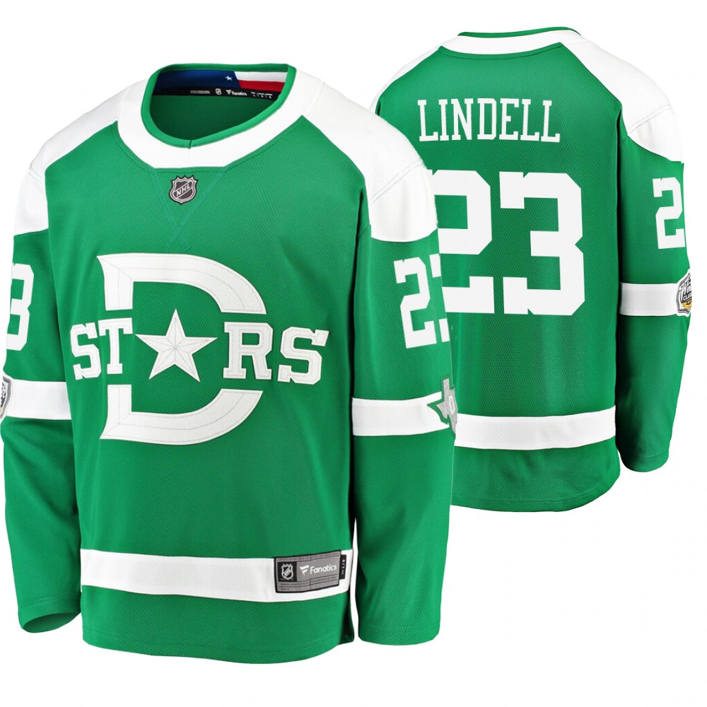 Men's Stars #23 Esa Lindell 2020 Winter Classic Jersey - Green