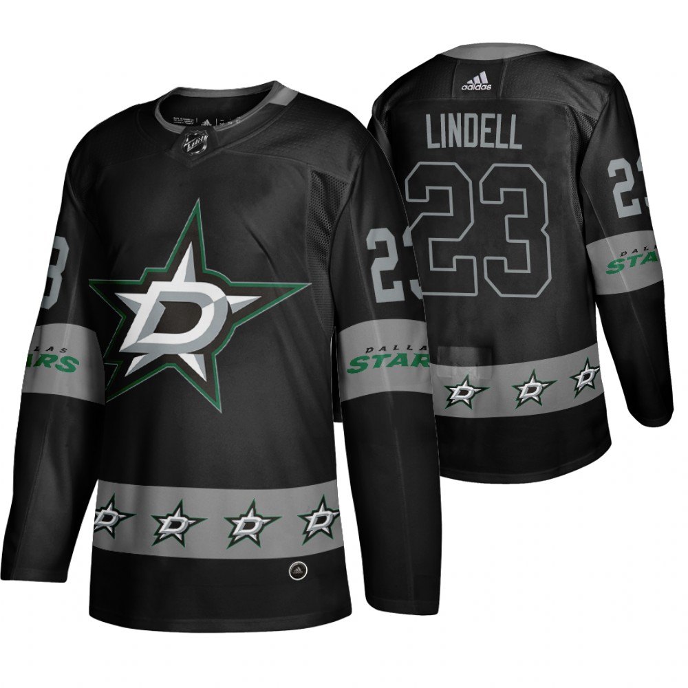 Men's Stars #23 Esa Lindell Logo sleeve Breakaway Jersey Black