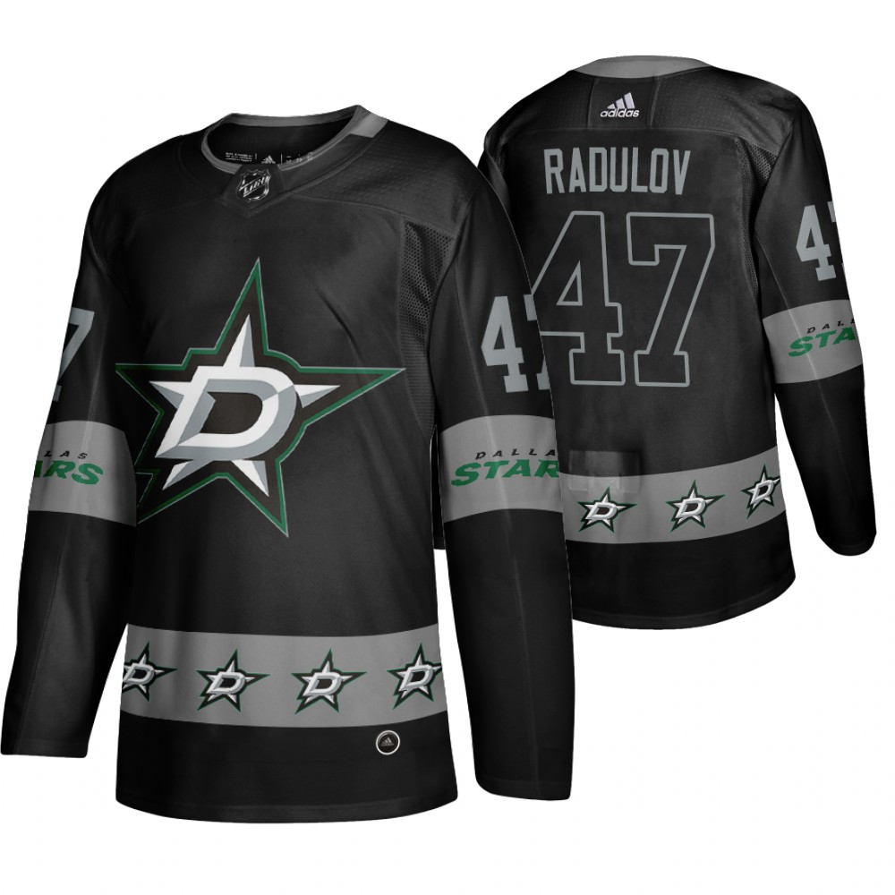 Men's Stars #47 Alexander Radulov Logo sleeve Breakaway Jersey Black
