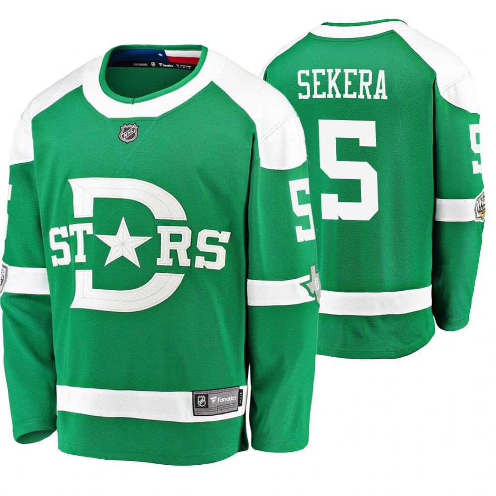 Men's Stars #5 Andrej Sekera 2020 Winter Classic Jersey - Green