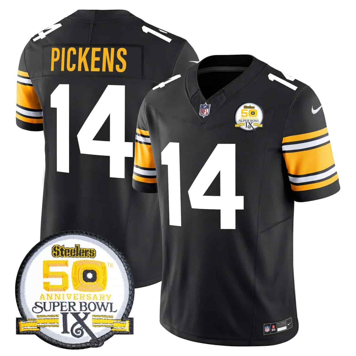 Men's Steelers 50th Anniversary Of Super Bowl IX Patch Vapor Limited Jersey - All Stitched George Pickens