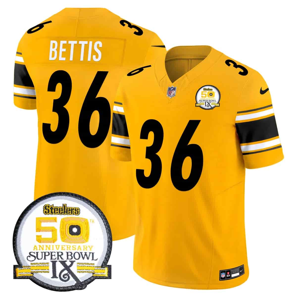 Men's Steelers 50th Anniversary Of Super Bowl IX Patch Vapor Limited Jersey - All Stitched Jerome Bettis    36