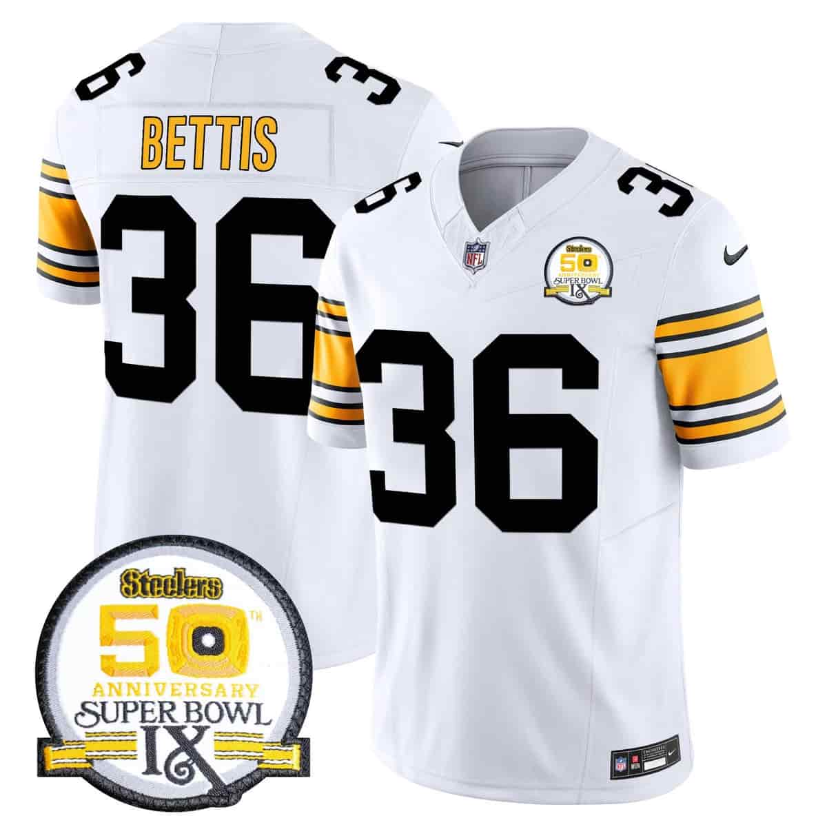 Men's Steelers 50th Anniversary Of Super Bowl IX Patch Vapor Limited Jersey - All Stitched Jerome Bettis 36