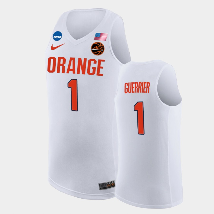 Men's Syracuse Orange #1 Quincy Guerrier Nike White Basketball Jersey