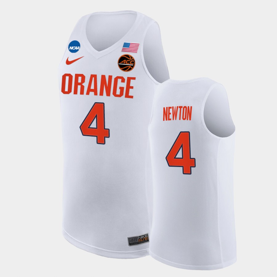 Men's Syracuse Orange #4 Woody Newton Nike White Basketball Jersey