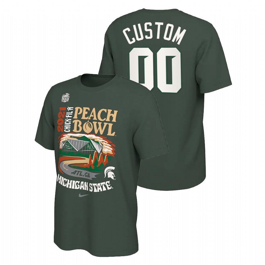 Men's T-Shirt Michigan State Spartans Custom Green 2021 Peach Bowl Locker Room T-Shirt