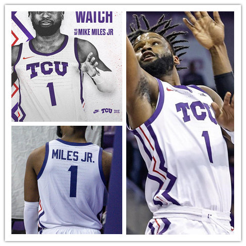 Men's TCU Horned Frogs #1 Mike Miles Jr. Nike White 2022-23 College Basketball Game Jersey