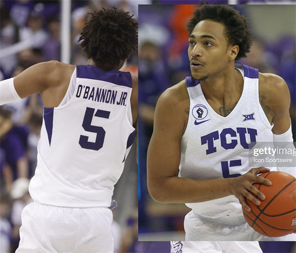 Men's TCU Horned Frogs #5 Charles O'Bannon Jr. Nike 2021 White College Basketball Game Jersey