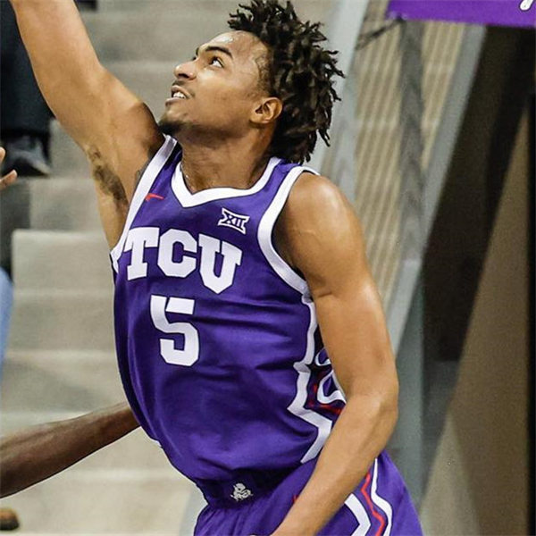 Men's TCU Horned Frogs #5 Charles O'Bannon Jr. Nike 2022-23 Purple College Basketball Game Jersey