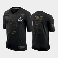 Men's Tampa Bay Buccaneers #12 Tom Brady Black Salute To Service 2021 Super Bowl LV Jersey