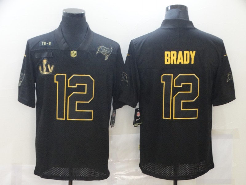Men's Tampa Bay Buccaneers #12 Tom Brady Nike Blackout Gold Fashion Jersey
