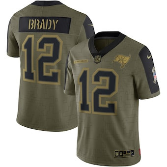 Men's Tampa Bay Buccaneers #12 Tom Brady Nike Olive 2021 Salute To Service Limited Player Jersey