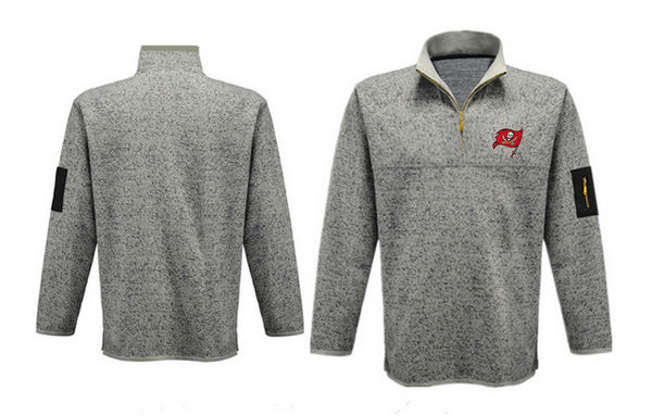 Men's Tampa Bay Buccaneers Antigua Charcoal Fortune Sweater Knit Microfleece Quarter-Zip Pullover Jacket - Grey