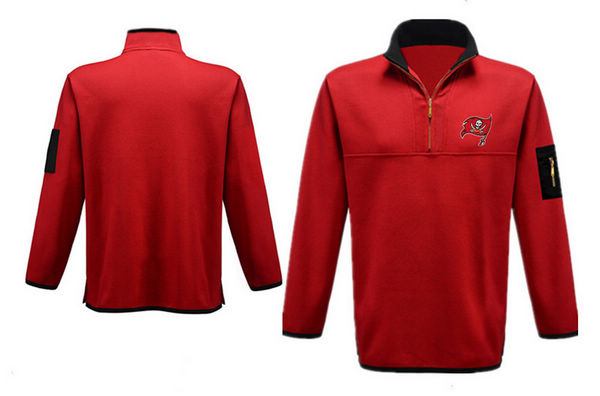 Men's Tampa Bay Buccaneers Antigua Charcoal Fortune Sweater Knit Microfleece Quarter-Zip Pullover Jacket - Red