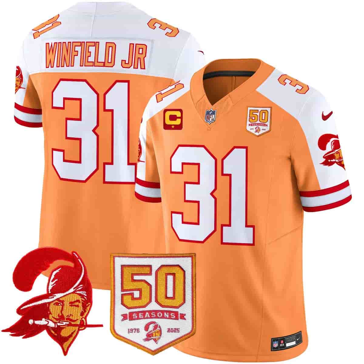 Men's Tampa Bay Buccaneers Throwback 50th Season Patch Vapor Limited Jersey - All Stitched Antoine  Winfield Jr.  31