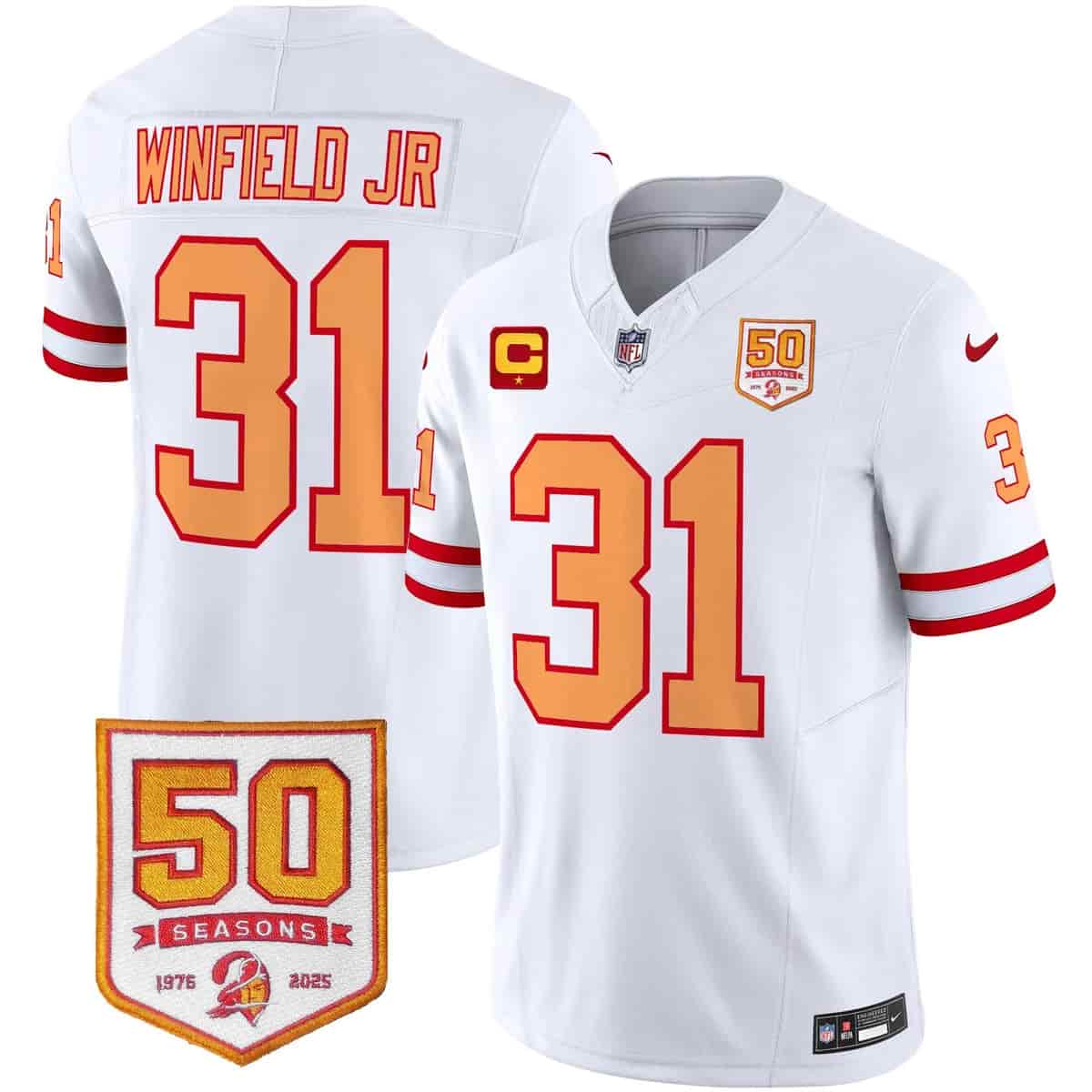 Men's Tampa Bay Buccaneers Throwback 50th Season Patch Vapor Limited Jersey - All Stitched Antoine  Winfield Jr.#31