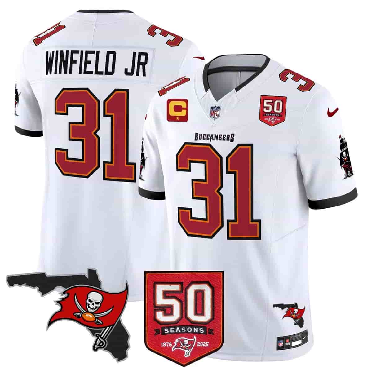 Men's Tampa Bay Buccaneers Throwback 50th Season Patch Vapor Limited Jersey - All Stitched Antoine Winfield Jr.    31
