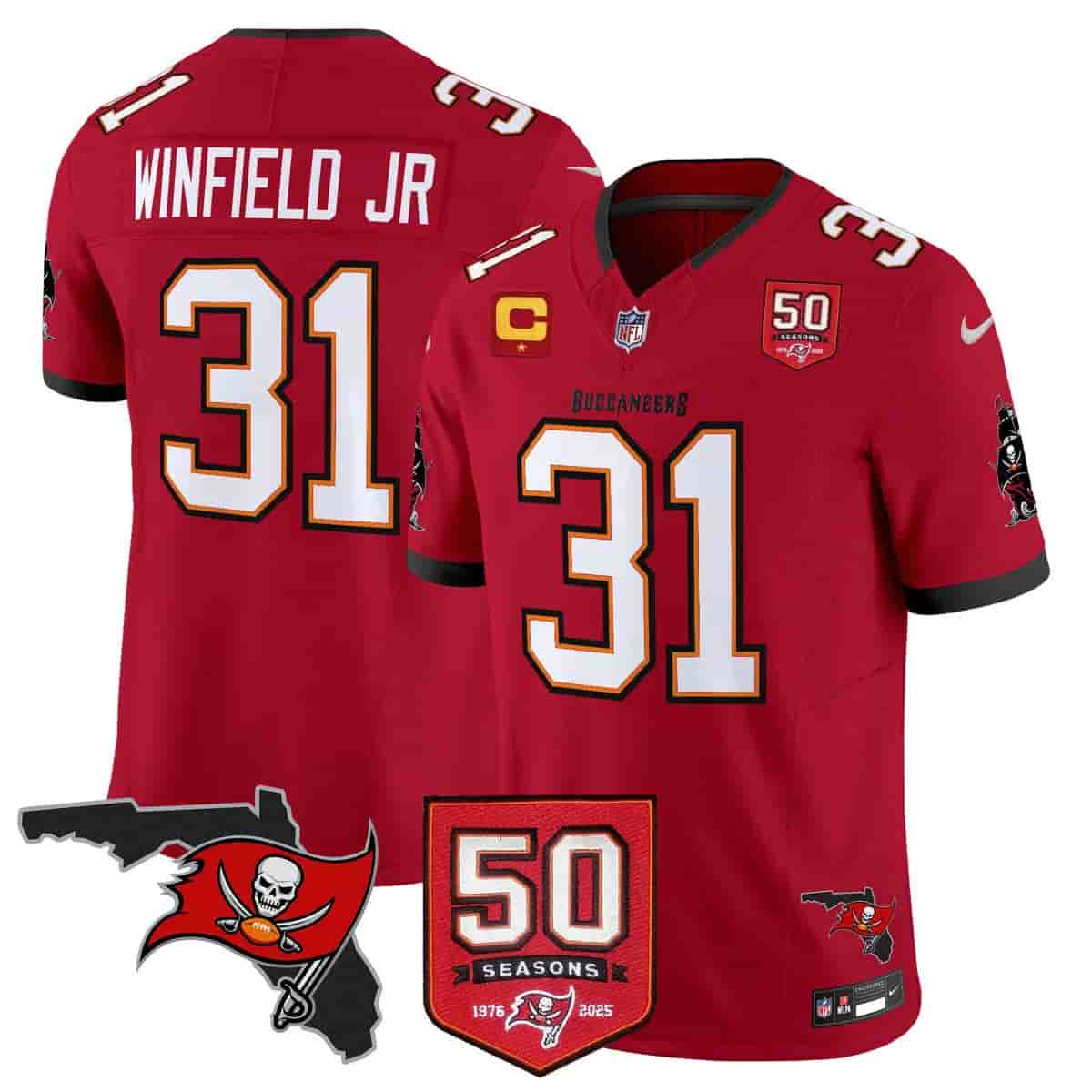 Men's Tampa Bay Buccaneers Throwback 50th Season Patch Vapor Limited Jersey - All Stitched Antoine Winfield Jr.   31