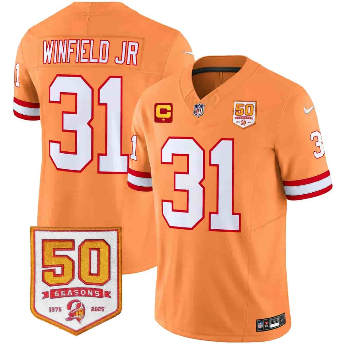 Men's Tampa Bay Buccaneers Throwback 50th Season Patch Vapor Limited Jersey - All Stitched Antoine Winfield Jr. # 31