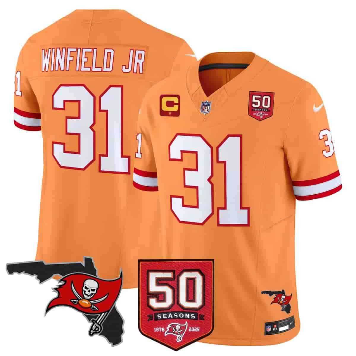 Men's Tampa Bay Buccaneers Throwback 50th Season Patch Vapor Limited Jersey - All Stitched Antoine Winfield Jr. #31