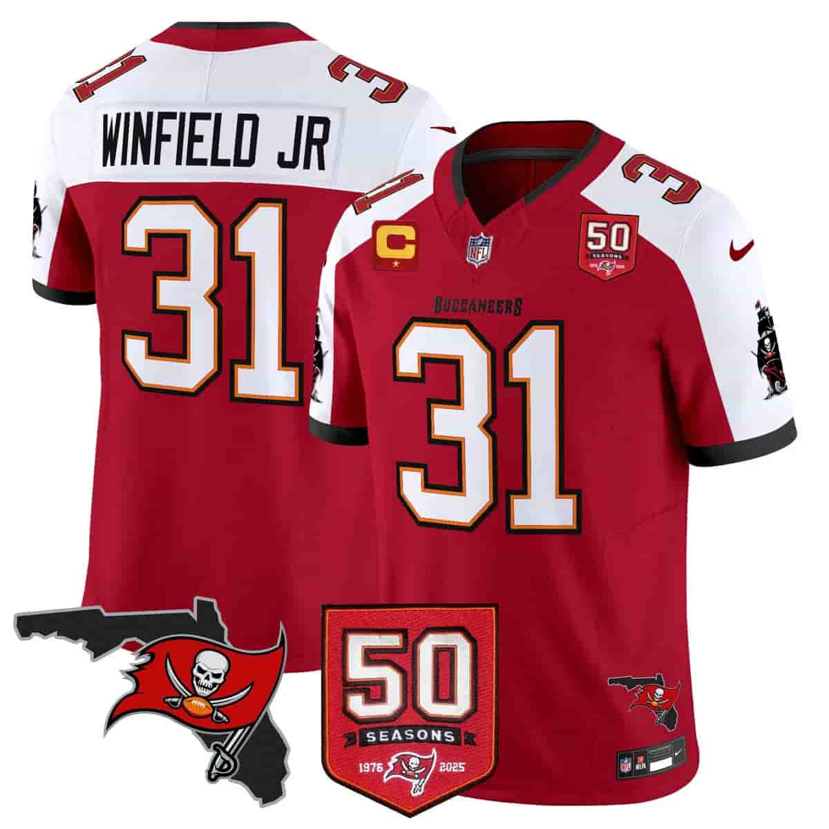 Men's Tampa Bay Buccaneers Throwback 50th Season Patch Vapor Limited Jersey - All Stitched Antoine Winfield Jr. 31