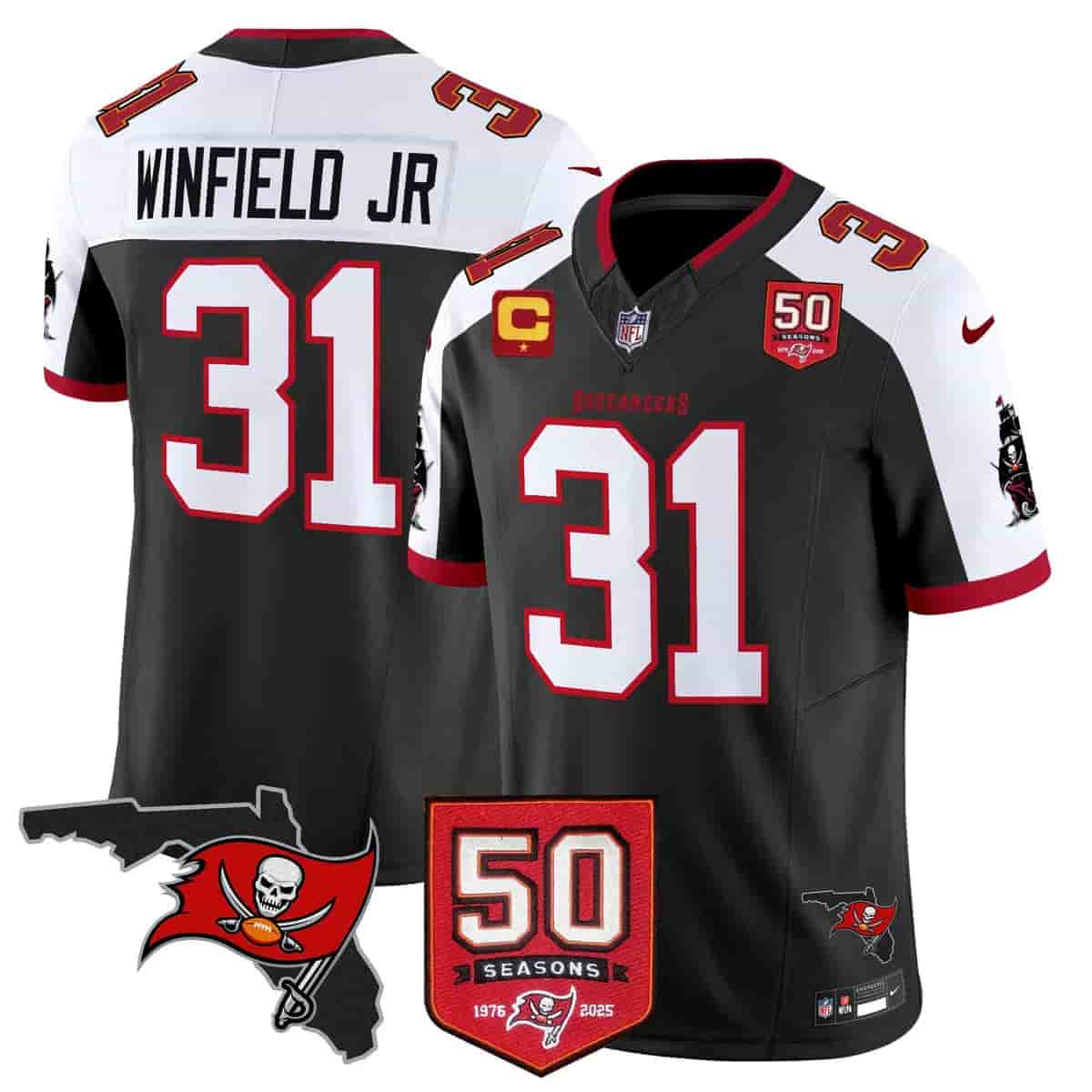 Men's Tampa Bay Buccaneers Throwback 50th Season Patch Vapor Limited Jersey - All Stitched Antoine Winfield Jr.31