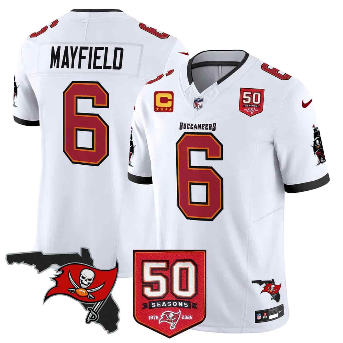 Men's Tampa Bay Buccaneers Throwback 50th Season Patch Vapor Limited Jersey - All Stitched Baker Mayfield    6