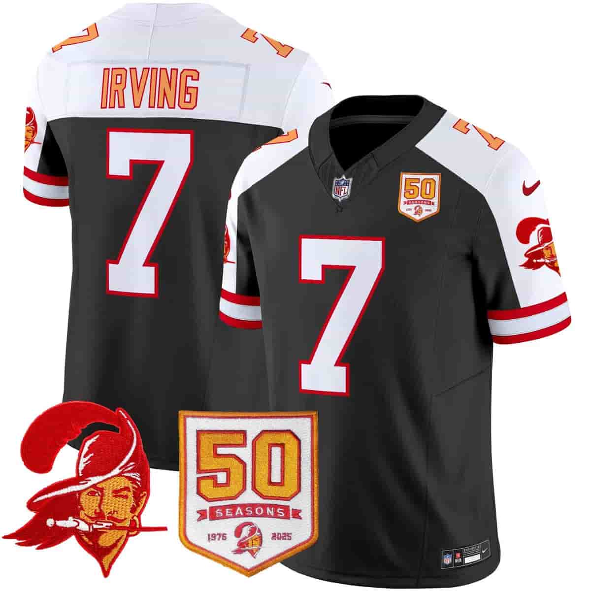 Men's Tampa Bay Buccaneers Throwback 50th Season Patch Vapor Limited Jersey - All Stitched Bucky   Irving 7