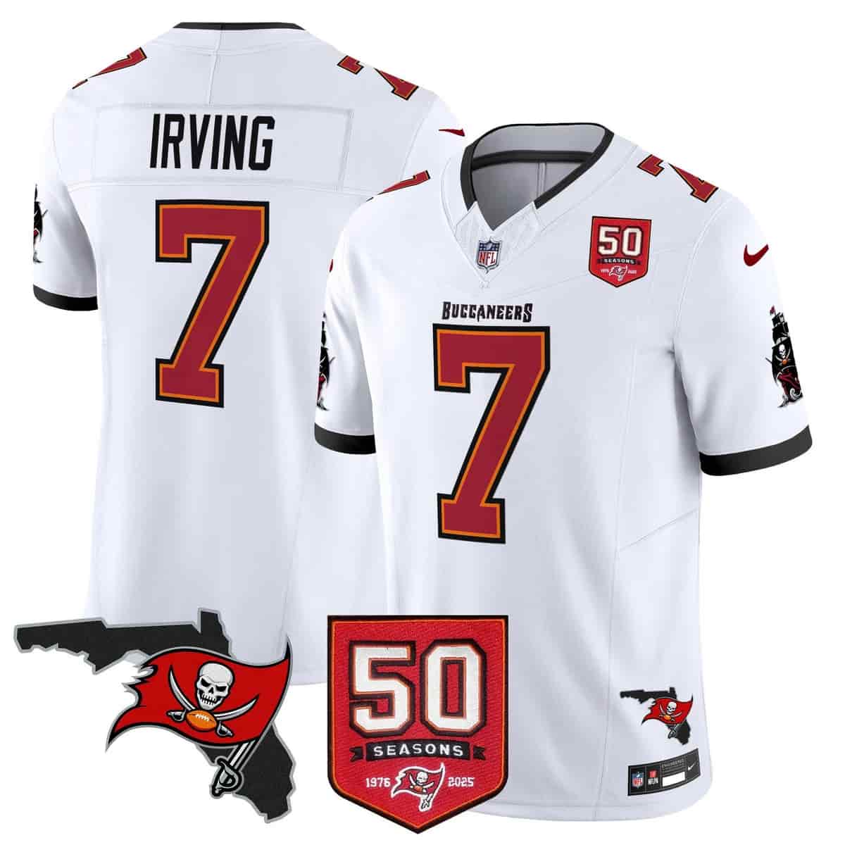 Men's Tampa Bay Buccaneers Throwback 50th Season Patch Vapor Limited Jersey - All Stitched Bucky Irving   7