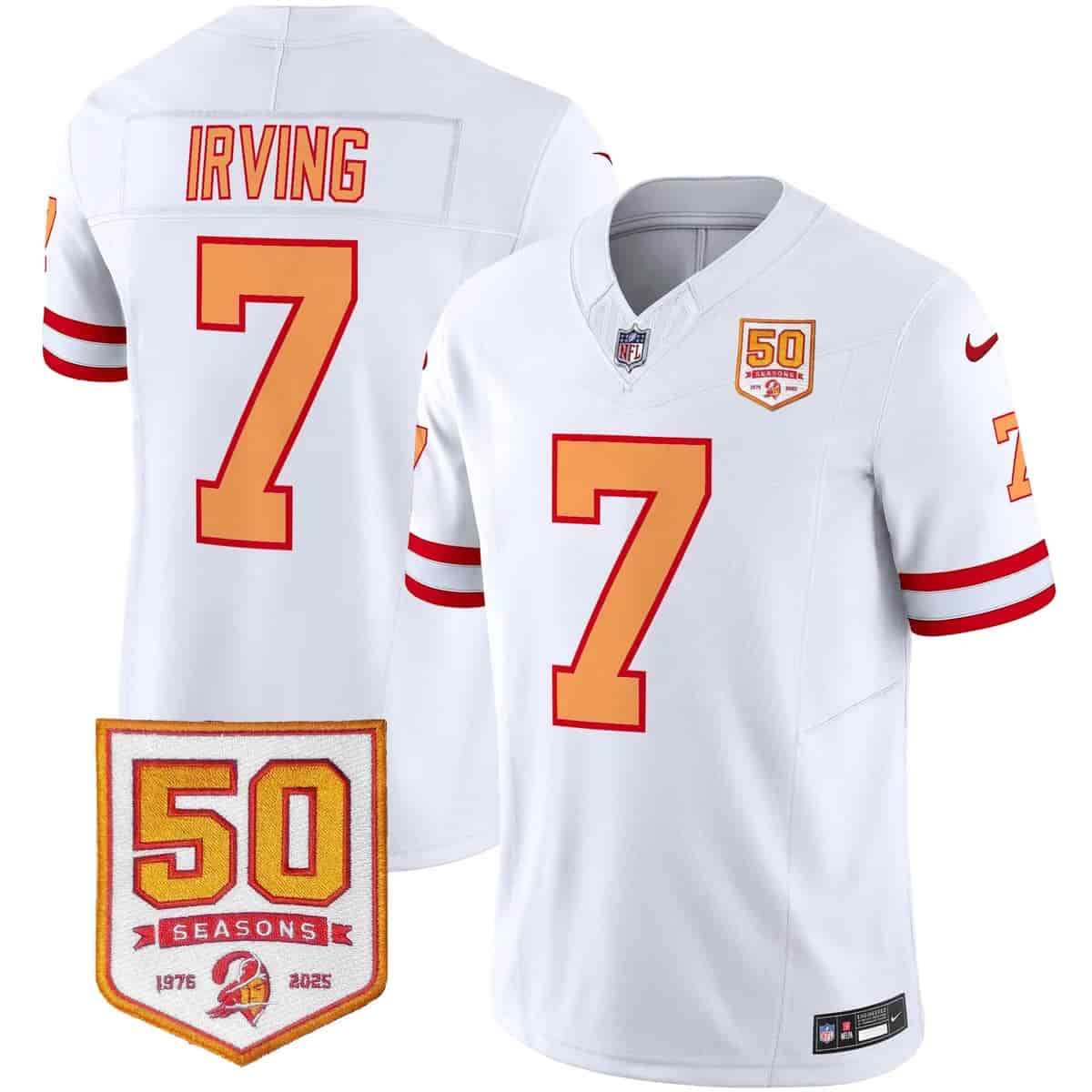 Men's Tampa Bay Buccaneers Throwback 50th Season Patch Vapor Limited Jersey - All Stitched Bucky Irving #-7